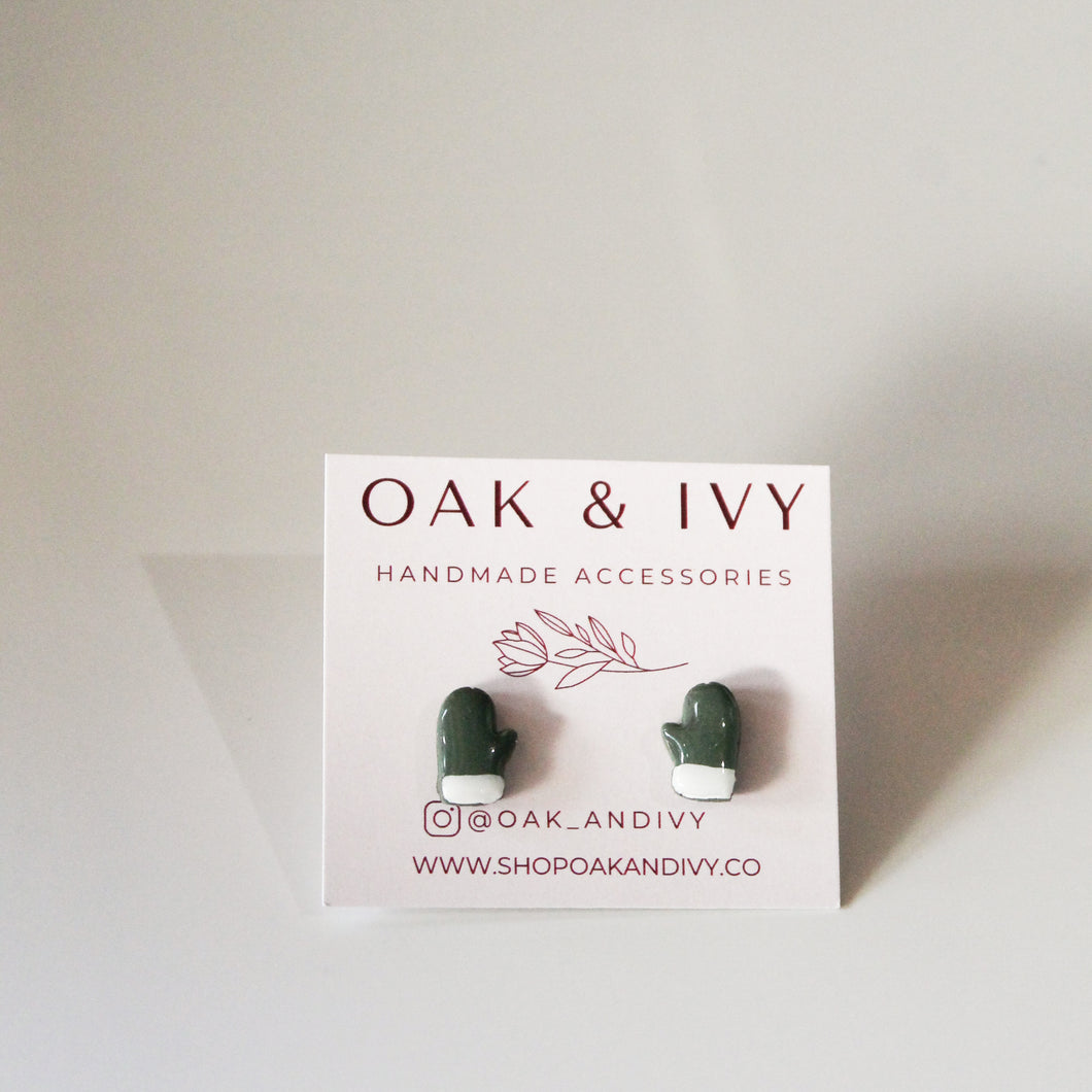 Green Mini Mitten Studs